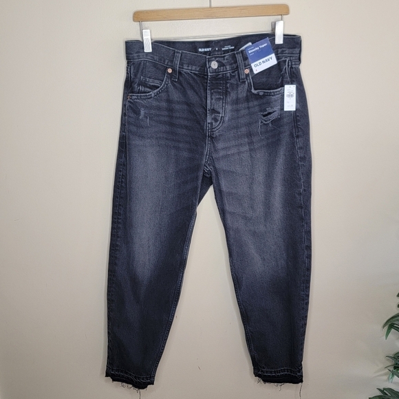 NWT Old Navy | High Rise Slouchy Taper Ankle Jeans in Faded Black Wash Size 6 - Picture 1 of 8